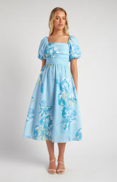 SOGNA COL Pleated Bodice Floral Print  SDR1612B